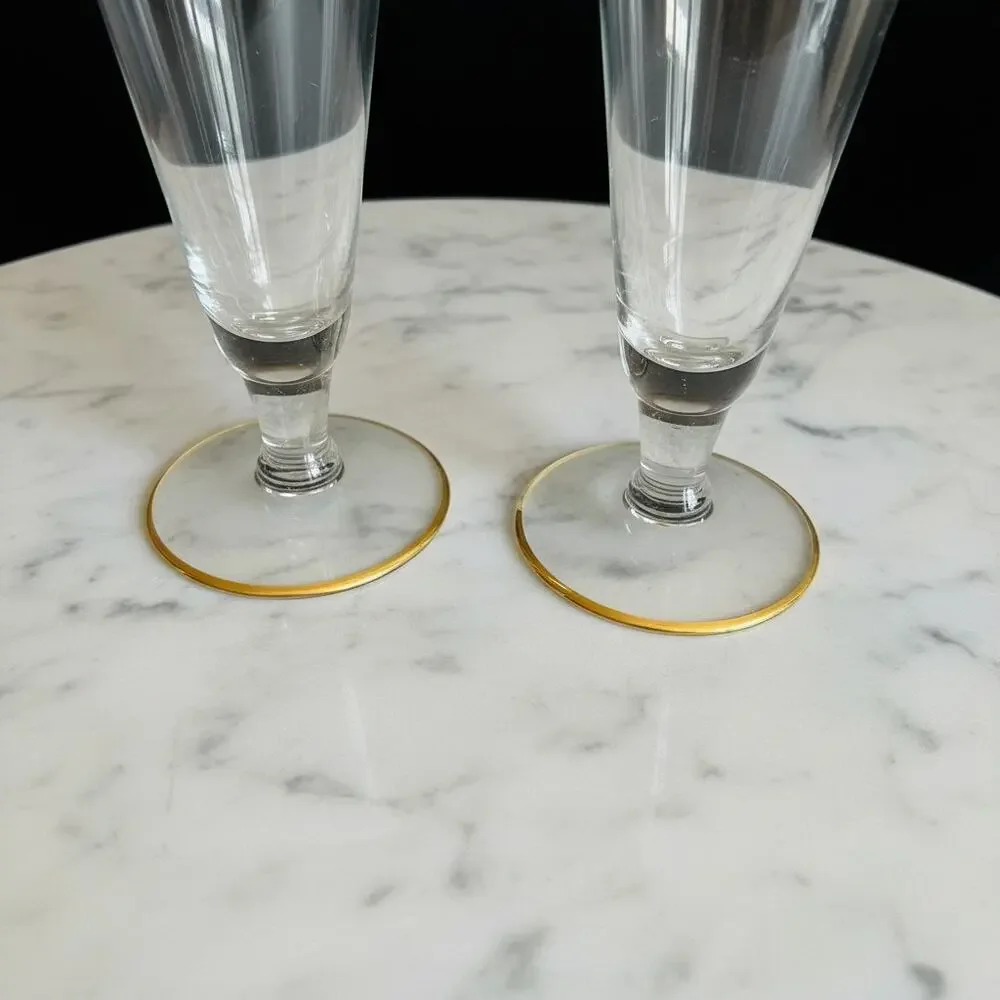 Glastonbury Lotus Rambler Rose 35 Gold Non Optic Pilsner Glasses-Set of 3-Tiffin
